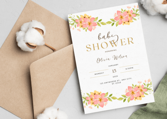 Download Floral Baby Shower Invitation Template - Invitation template Collection