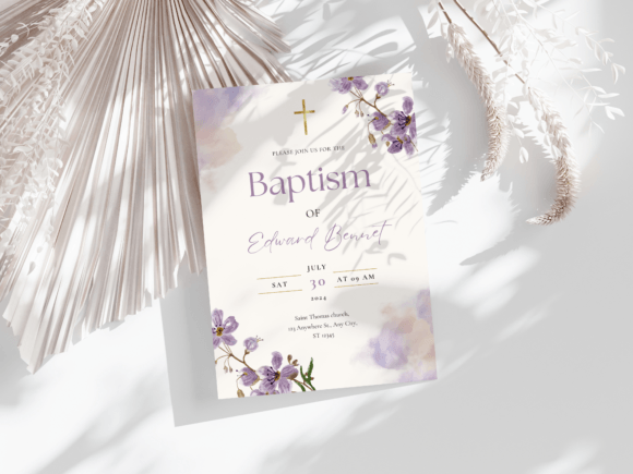 Download Baptism Invitation Template, Rustic Pink - Invitation template Collection