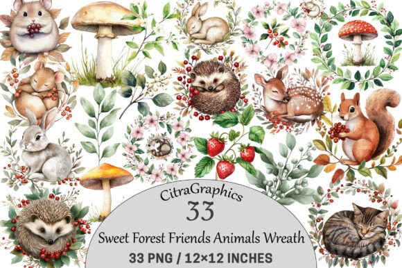 Download Cute Sweet Forest Friends Animals Wreath - Forest friends Collection