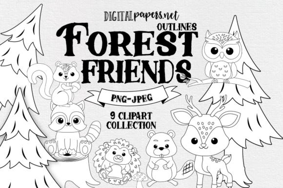 Download Forest Friends Outlines Clipart - Premium Resources