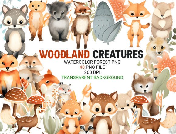 Download Watercolor Forest Friends Clipart Bundle - Forest friends Collection