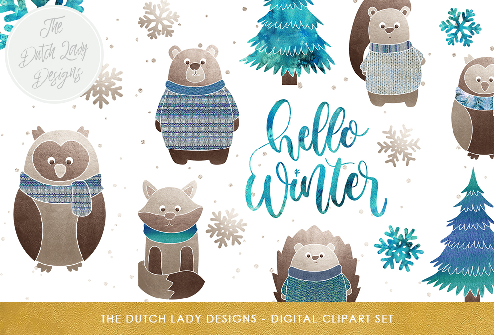 Download Winter Forest Friends Clipart Set - Forest friends Collection